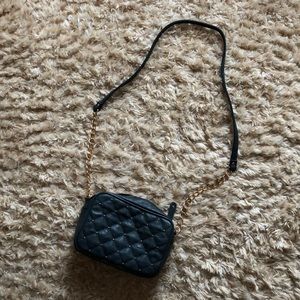 Blue faux leather studded cross body bag